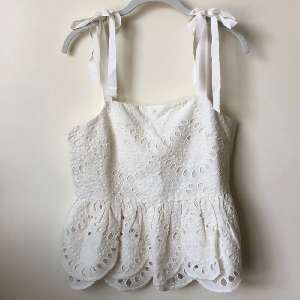 J.Crew White Eyelet Top